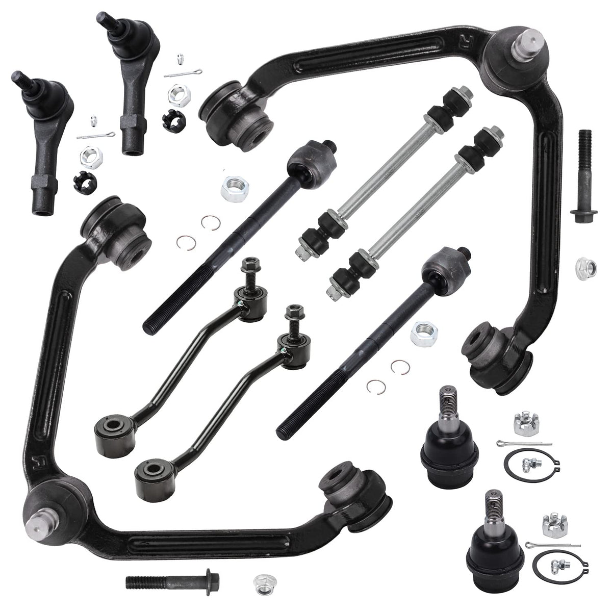 Detroit Axle - 12pc End Kit for 1998-2001 Ford Explorer Mercury Mountaineer 1999 2000, Front 2 Upper Control Arms w/Ball Joints