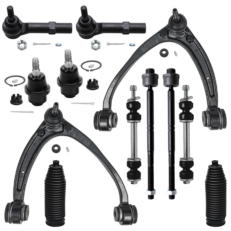 Detroit Axle - 12pc Front End Kit for Silverado Suburban 1500 Avalanche Tahoe Sierra Yukon XL 1500 Escalade, Upper Control Arms