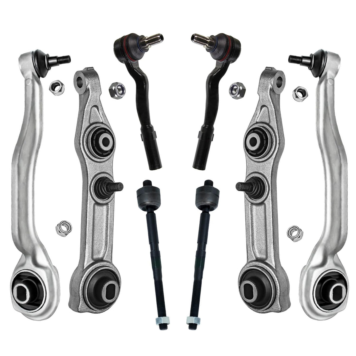 Detroit Axle - 8pc Front End Kit for Mercedes-Benz E350 E320 E500 CLS550 CLS500 E550, CLS63 CLS55 E55 E63 AMG, 4 Lower Rearward