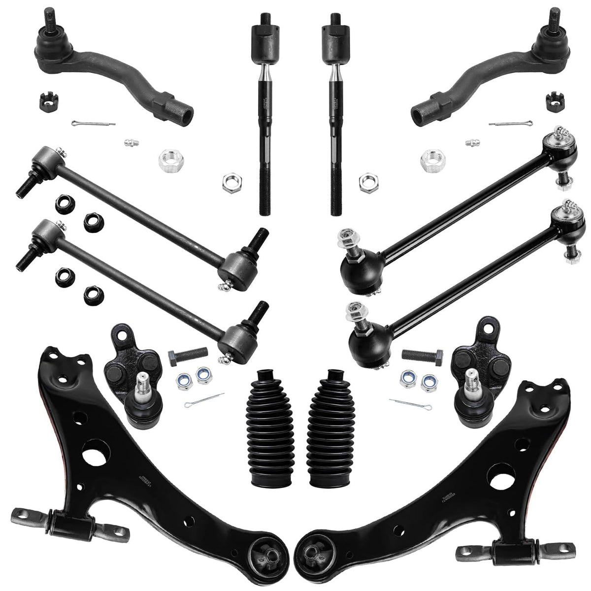 Detroit Axle - Front End 14pc Suspension Kit for 2002-2003 Toyota Camry Lexus ES300 2 Lower Control Arms 2 Ball Joints 4 Outer &
