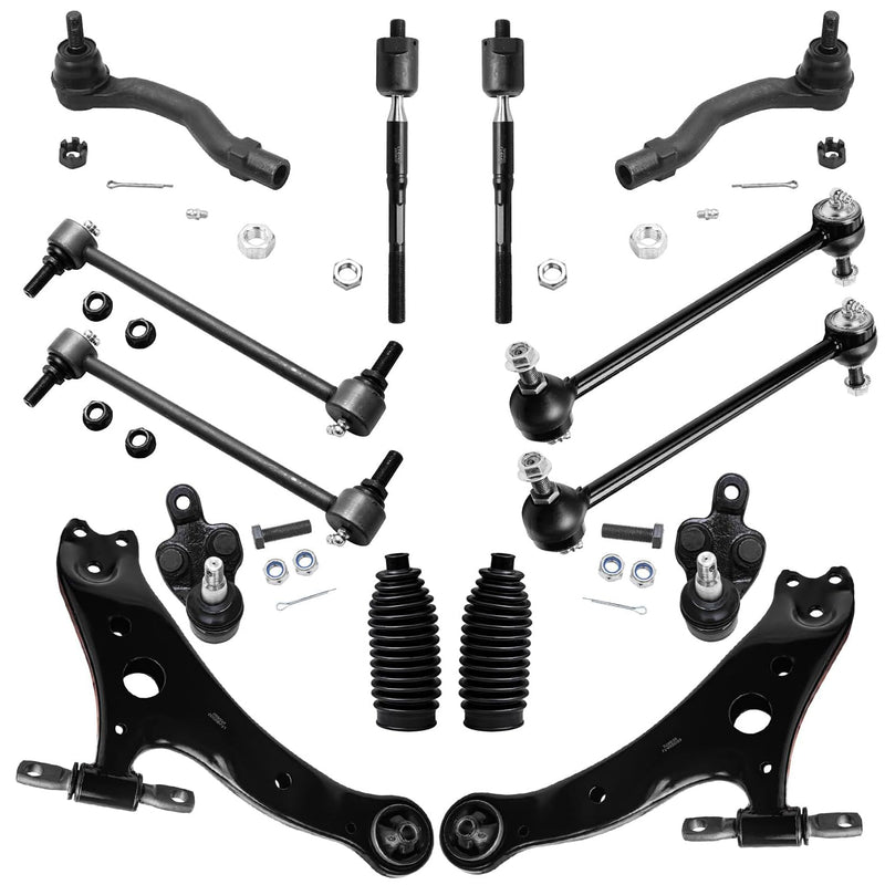 Detroit Axle - Front End 14pc Suspension Kit for 2002-2003 Toyota Camry Lexus ES300 2 Lower Control Arms 2 Ball Joints 4 Outer &