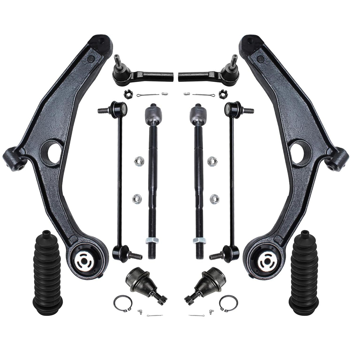 Detroit Axle - Front End 12pc Suspension Kit for 11-14 Chrysler 200, 07-10 Sebring, 08-14 Dodge Avenger, 2 Lower Control Arms 2