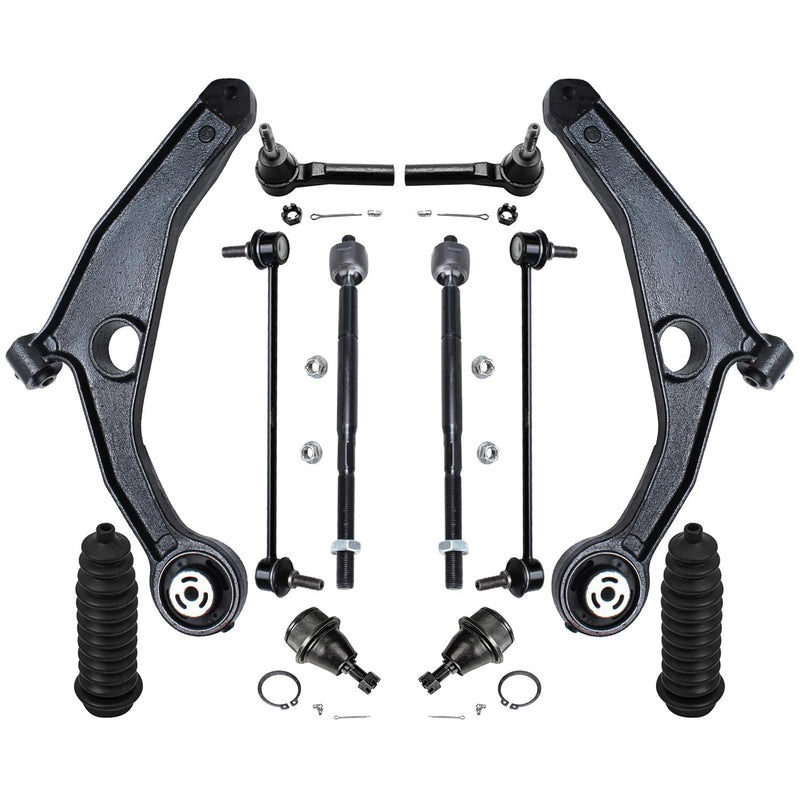 Detroit Axle - Front End 12pc Suspension Kit for 11-14 Chrysler 200, 07-10 Sebring, 08-14 Dodge Avenger, 2 Lower Control Arms 2