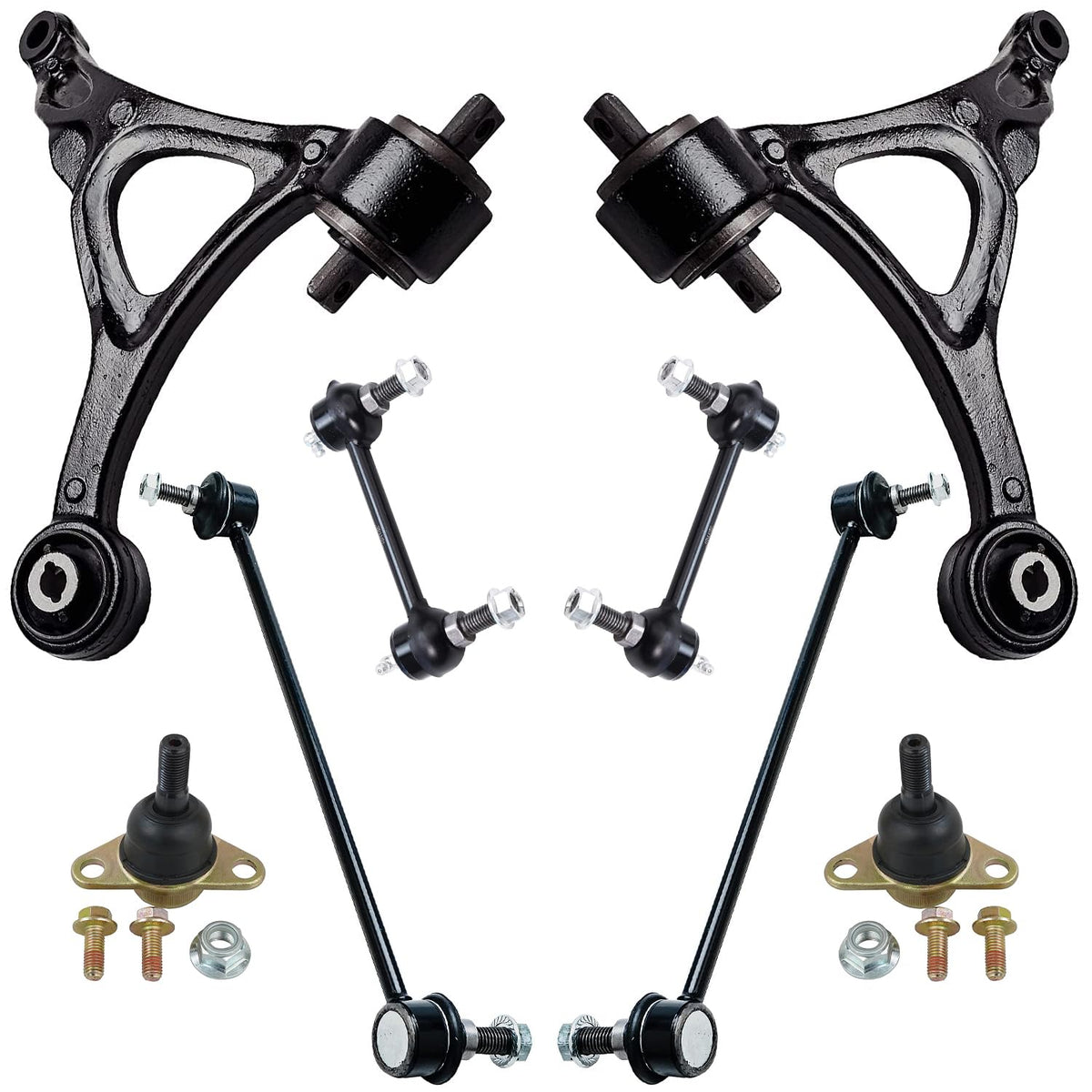 Detroit Axle - 8pc Front End Suspension Kit for 2003-2014 Volvo XC90, 2 Lower Control Arms 2 Ball Joints Front & Rear 4 Sway Bar