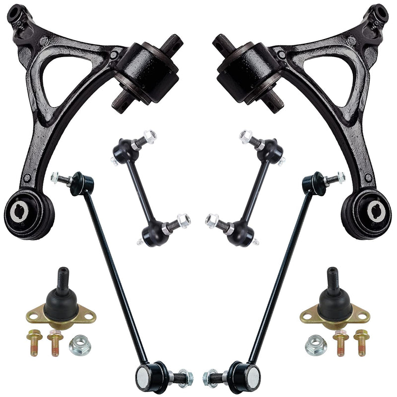 Detroit Axle - 8pc Front End Suspension Kit for 2003-2014 Volvo XC90, 2 Lower Control Arms 2 Ball Joints Front & Rear 4 Sway Bar