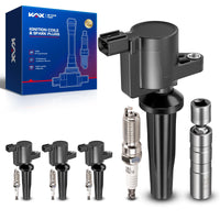 KAX Set of 4 Coil Pack & Iridium Spark Plugs w/Tool for Ford Fusion 2010-2020, Escape, C-Max, Transit Connect, Milan, Mariner, M
