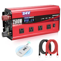 Cantonape 2500W Power Inverter 24V to 110V/120V DC to AC with LCD Display, Remote Controller 4 x AC Outlets and 4 x 3.1A USB Car