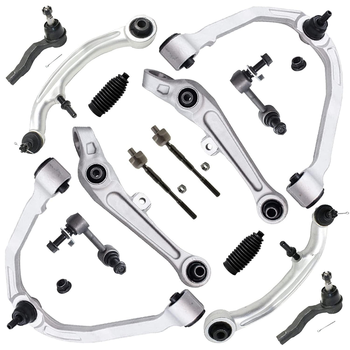 Detroit Axle - 14pc RWD Front End Kit for 2003-2004 INFINITI G35 Nissan 350Z, 2 Upper Control Arms 4 Lower Forward Rearward Cont