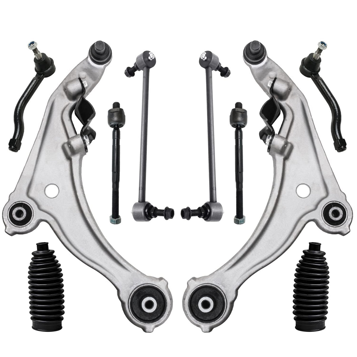 Detroit Axle - 10pc Front End Control Arms Kit for 09-14 Nissan Maxima, 2 Lower Control Arms w/Ball Joint 4 Outer Tie Rods 2 Swa