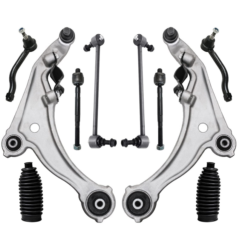 Detroit Axle - 10pc Front End Control Arms Kit for 09-14 Nissan Maxima, 2 Lower Control Arms w/Ball Joint 4 Outer Tie Rods 2 Swa