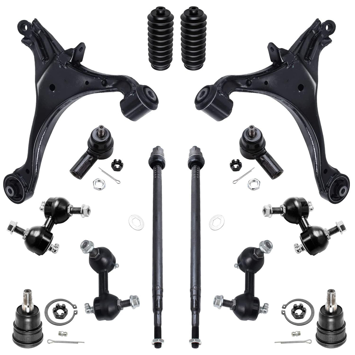 Detroit Axle - Front End 14pc Suspension Kit for 01-05 Honda Civic 2001 2002 2003 2004 2005, 2 Control Arms 2 Ball Joints 4 Fron