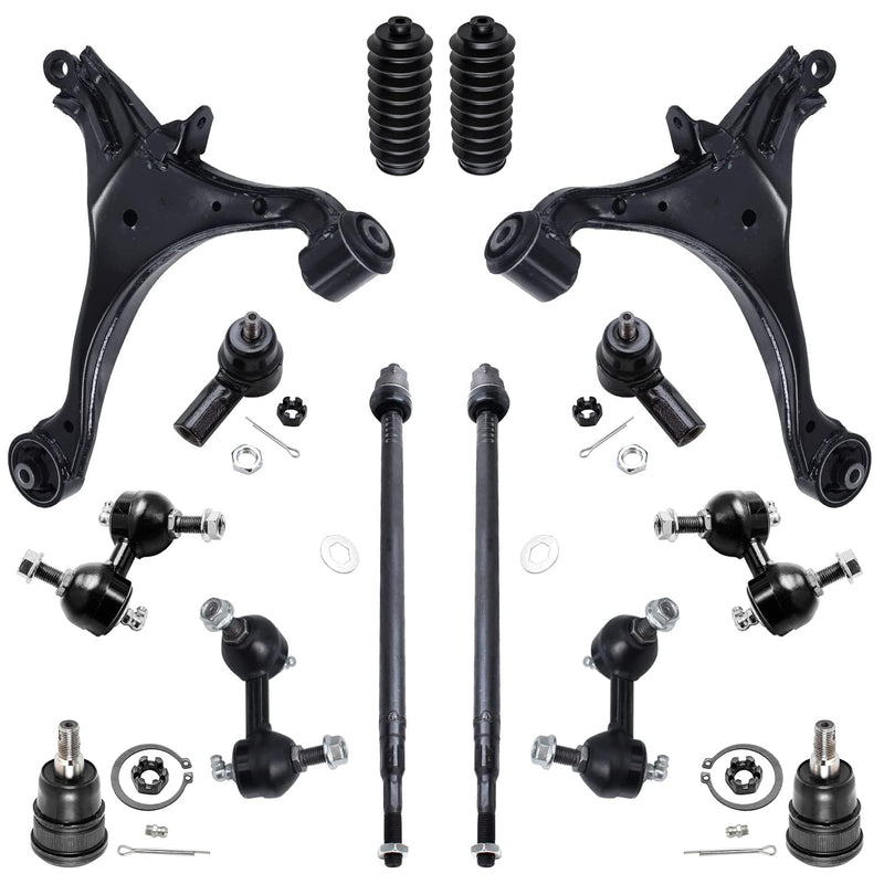 Detroit Axle - Front End 14pc Suspension Kit for 01-05 Honda Civic 2001 2002 2003 2004 2005, 2 Control Arms 2 Ball Joints 4 Fron