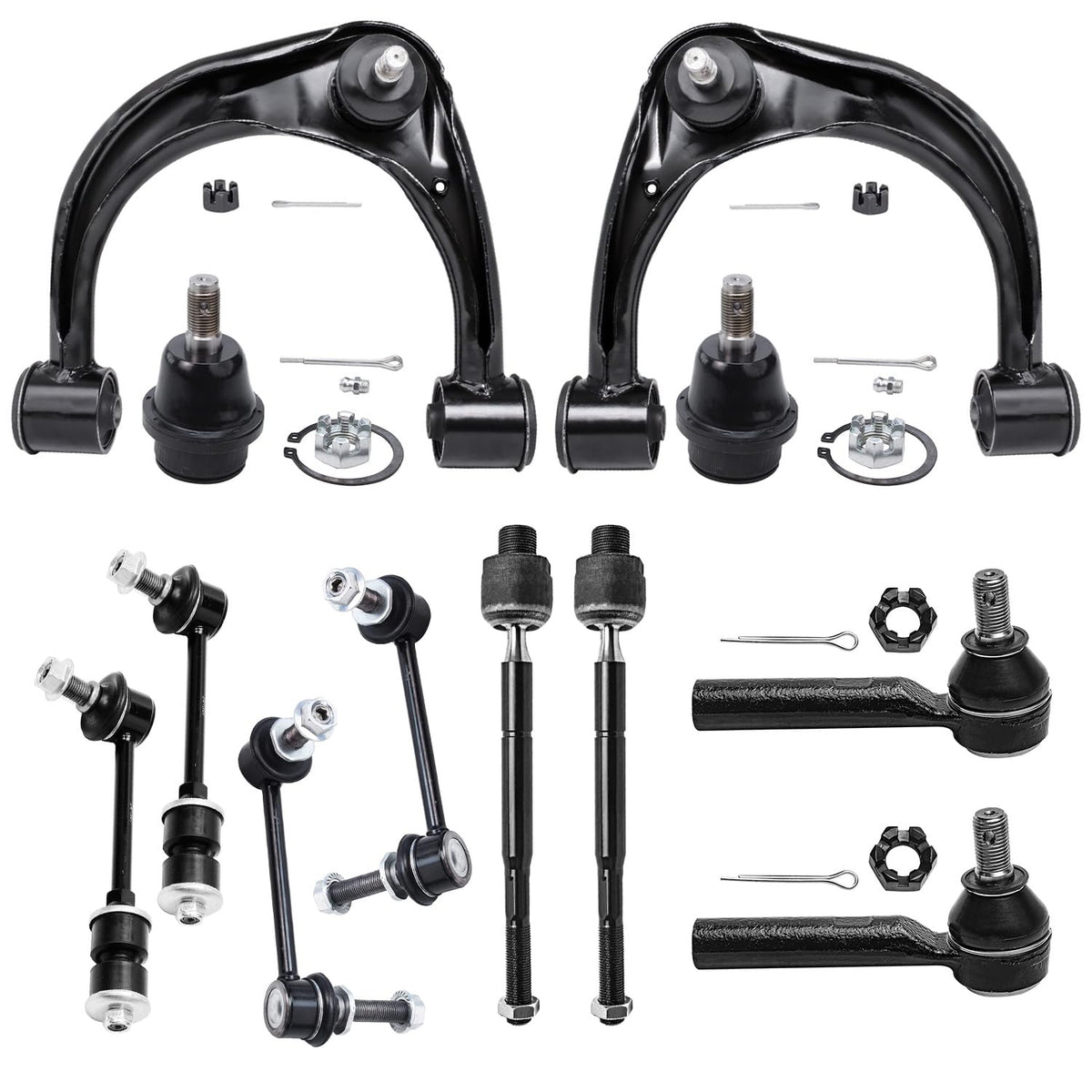 Detroit Axle - Front End 12pc Suspension Kit for 2003-2009 Toyota 4Runner FJ Cruiser Lexus GX470, 2 Upper Control Arms 2 Lower B