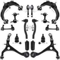 Detroit Axle - 16PC Front Upper Lower Control Arms, Lower Ball Joints, Sway Bars, Inner Outer Tie Rods w/Boot Replacement for 20