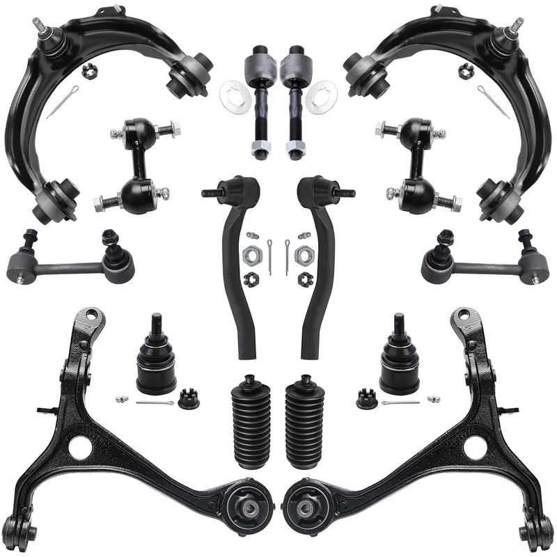 Detroit Axle - 16PC Front Upper Lower Control Arms, Lower Ball Joints, Sway Bars, Inner Outer Tie Rods w/Boot Replacement for 20