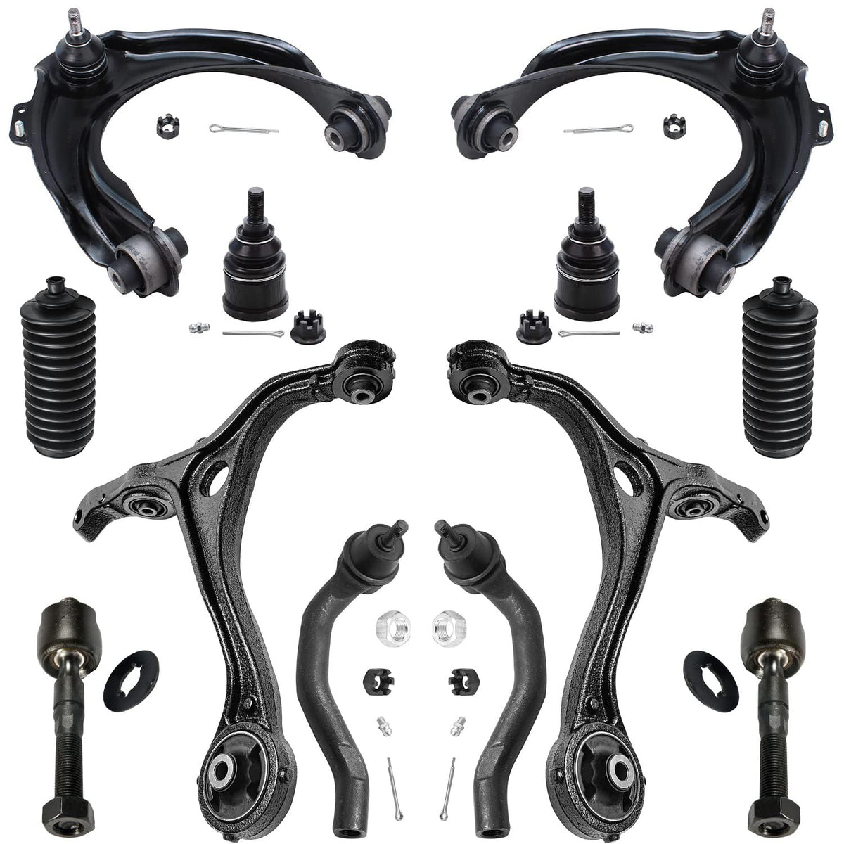 Detroit Axle - 3.0L Front End Suspension Kit for 2003-2006 Honda Accord, 4 Control Arms w/Ball Joint Upper 4 Tie Rods 2 Lower Ba
