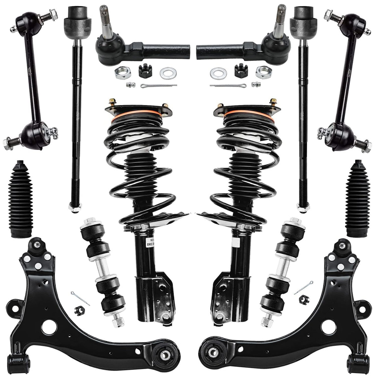 Detroit Axle - Front End 14pc Suspension Kit for Chevy Impala Monte Carlo Buick LaCrosse Regal Century Allure, Struts Control Ar