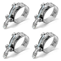 QWORK 2 T-Bolt Hose Clamp Stainless Steel, Working Range 58mm - 65mm for 2 Hose ID, Turbo Intake Intercooler Hose Clamp, 4 Pack