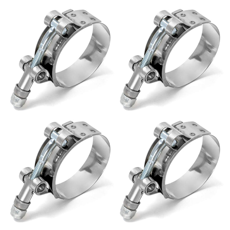 QWORK 2 T-Bolt Hose Clamp Stainless Steel, Working Range 58mm - 65mm for 2 Hose ID, Turbo Intake Intercooler Hose Clamp, 4 Pack