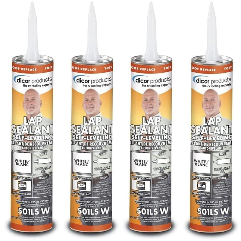 Dicor 501LSW-1, Lap Sealant Self-Leveling, White, 10.3 Ounce Tube (4)