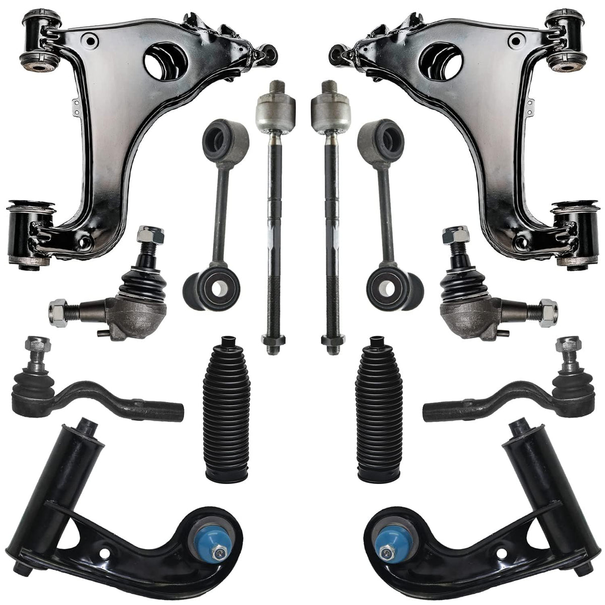 Detroit Axle - RWD Front End Suspension Kit for Mercedes-Benz E320 E420 E430 E55 AMG, Upper Control Arms Ball Joints Lower Contr
