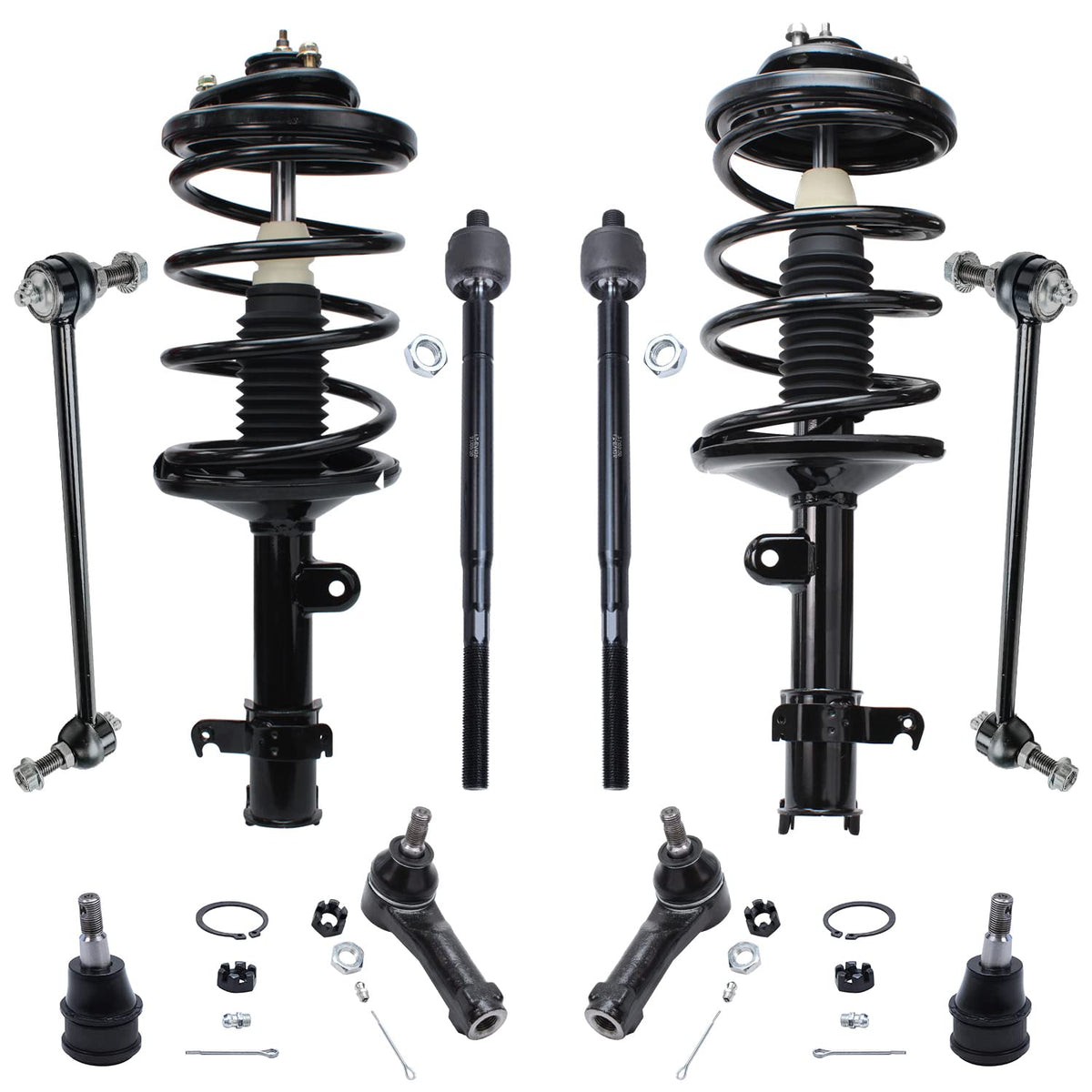 Detroit Axle - Front 10pc Struts Kit for 99-01 Honda Odyssey, 4 Tie Rods 2 Lower Ball Joints 2 Stabilizer Sway Bars 2 Struts w/C