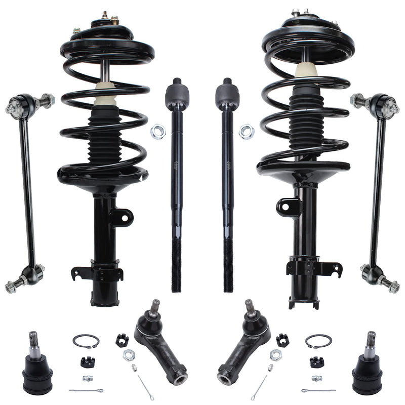 Detroit Axle - Front 10pc Struts Kit for 99-01 Honda Odyssey, 4 Tie Rods 2 Lower Ball Joints 2 Stabilizer Sway Bars 2 Struts w/C
