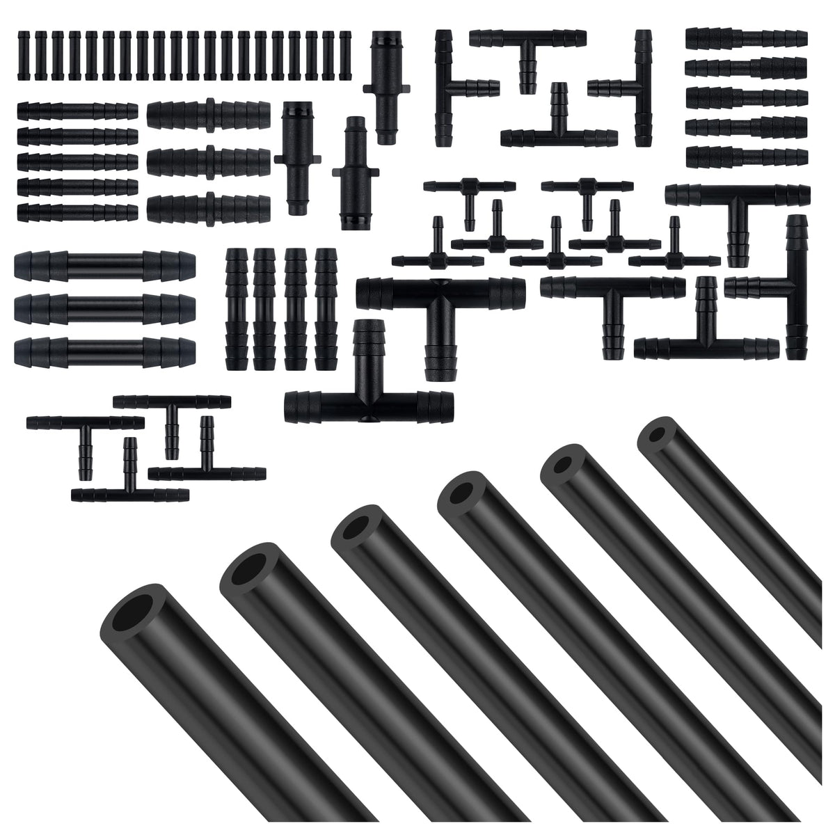70PCS 5Ft Vacuum Line,Multipurpose Vacuum Lines Automotive+64PCS Vacuum Line Connectors,1/8 5/32 3/16 1/4 5/16 3/8 Vacuum Hose,U