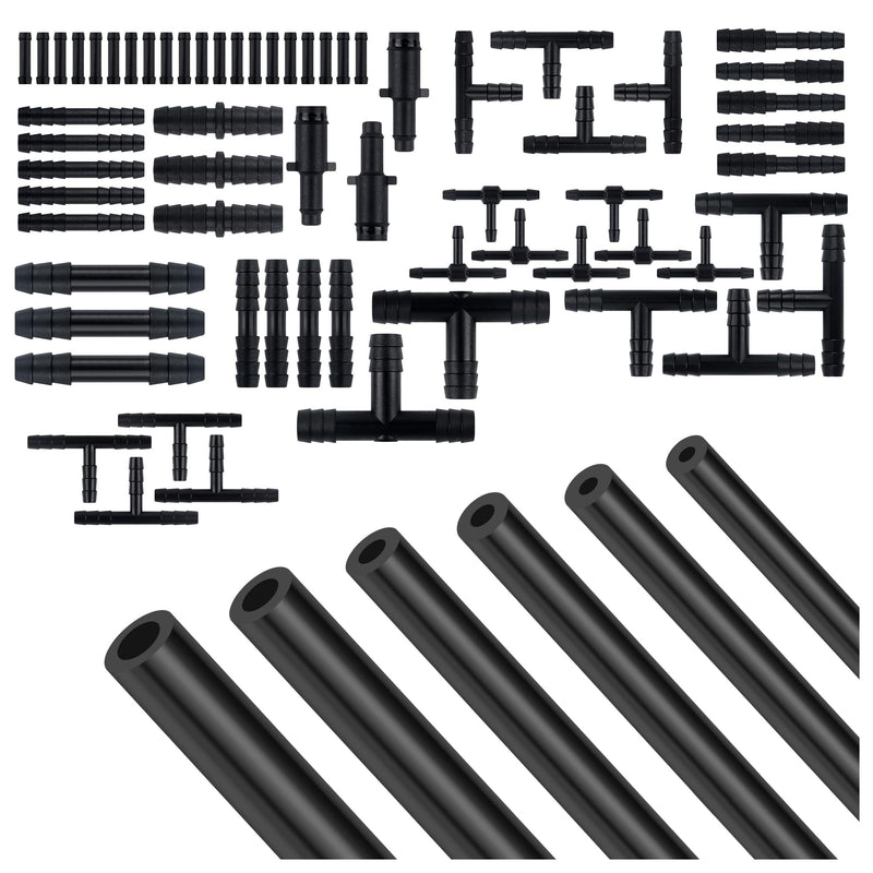 70PCS 5Ft Vacuum Line,Multipurpose Vacuum Lines Automotive+64PCS Vacuum Line Connectors,1/8 5/32 3/16 1/4 5/16 3/8 Vacuum Hose,U
