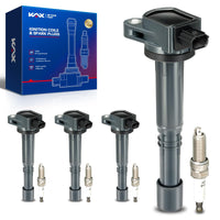 KAX 4-Pack Ignition Coils and Double Iridium Spark Plug Set Compatible with Honda 2008-2012 Accord 2.4L, 2012 2013 2015 Civic 2.