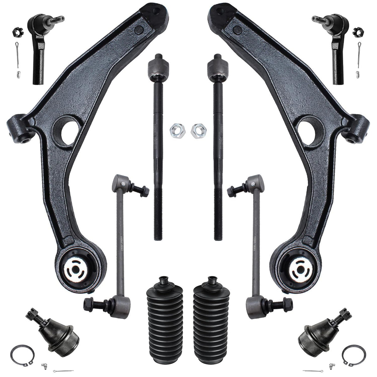 Detroit Axle - Front 12pc Suspension Kit for 09-15 Dodge Journey 2009 2010 2011 2012 2013 2014 2015, 2 Lower Control Arms 2 Lowe