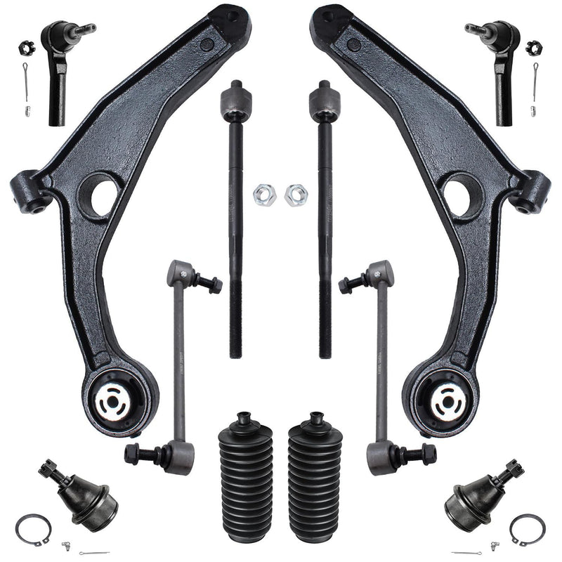 Detroit Axle - Front 12pc Suspension Kit for 09-15 Dodge Journey 2009 2010 2011 2012 2013 2014 2015, 2 Lower Control Arms 2 Lowe