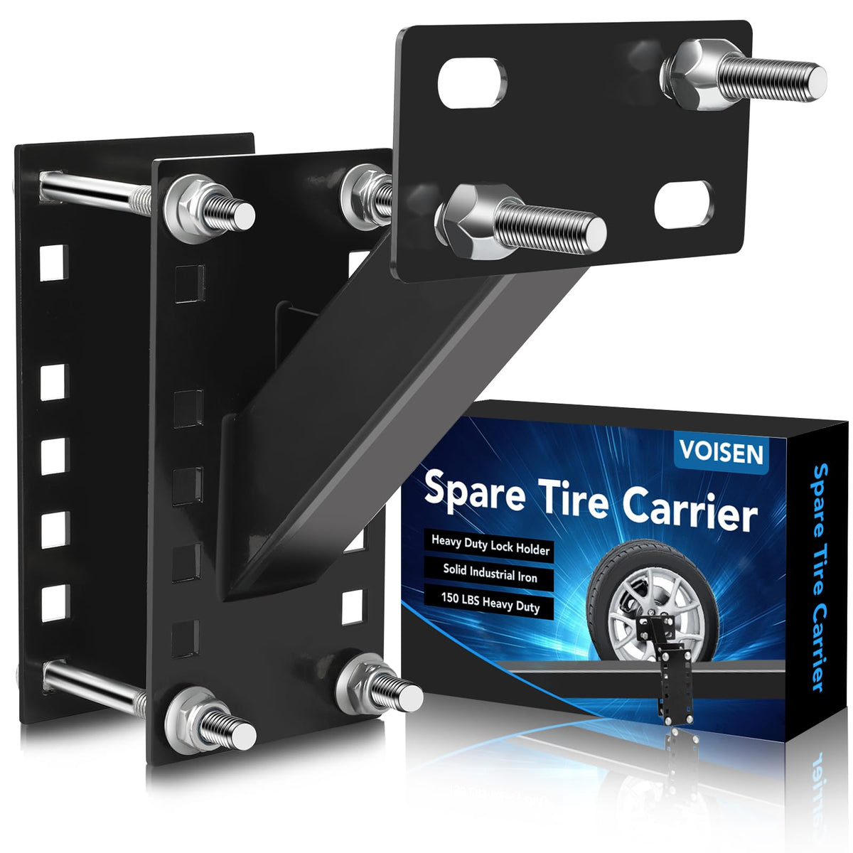 VOISEN Spare Tire Carrier,Boat Trailer Spare Tire Mount, Spare Tire Mount for Utility Trailer,Fits 4 5 6 Lugs Trailer Wheels on
