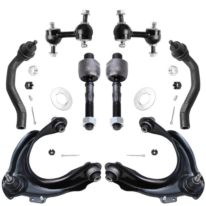 Detroit Axle - 8PC Front Upper Control Arms, Sway Bars, Inner and Outer Tie Rods Replacement for 2003-2007 Honda Accord L4 2.4L