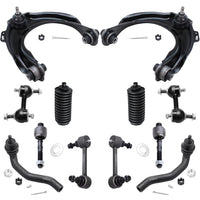 Detroit Axle - 12PC Front Upper Control Arms, Sway Bars, Inner and Outer Tie Rods w/Boots Replacement for 2004-2008 Acura TSX -