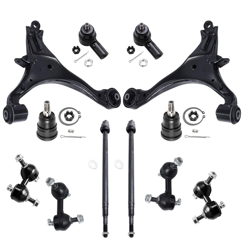 Detroit Axle - Front 12pc Suspension Kit 01-05 Honda Civic 2001 2002 2003 2004 2005, 2 Lower Control Arms 2 Lower Ball Joints 4
