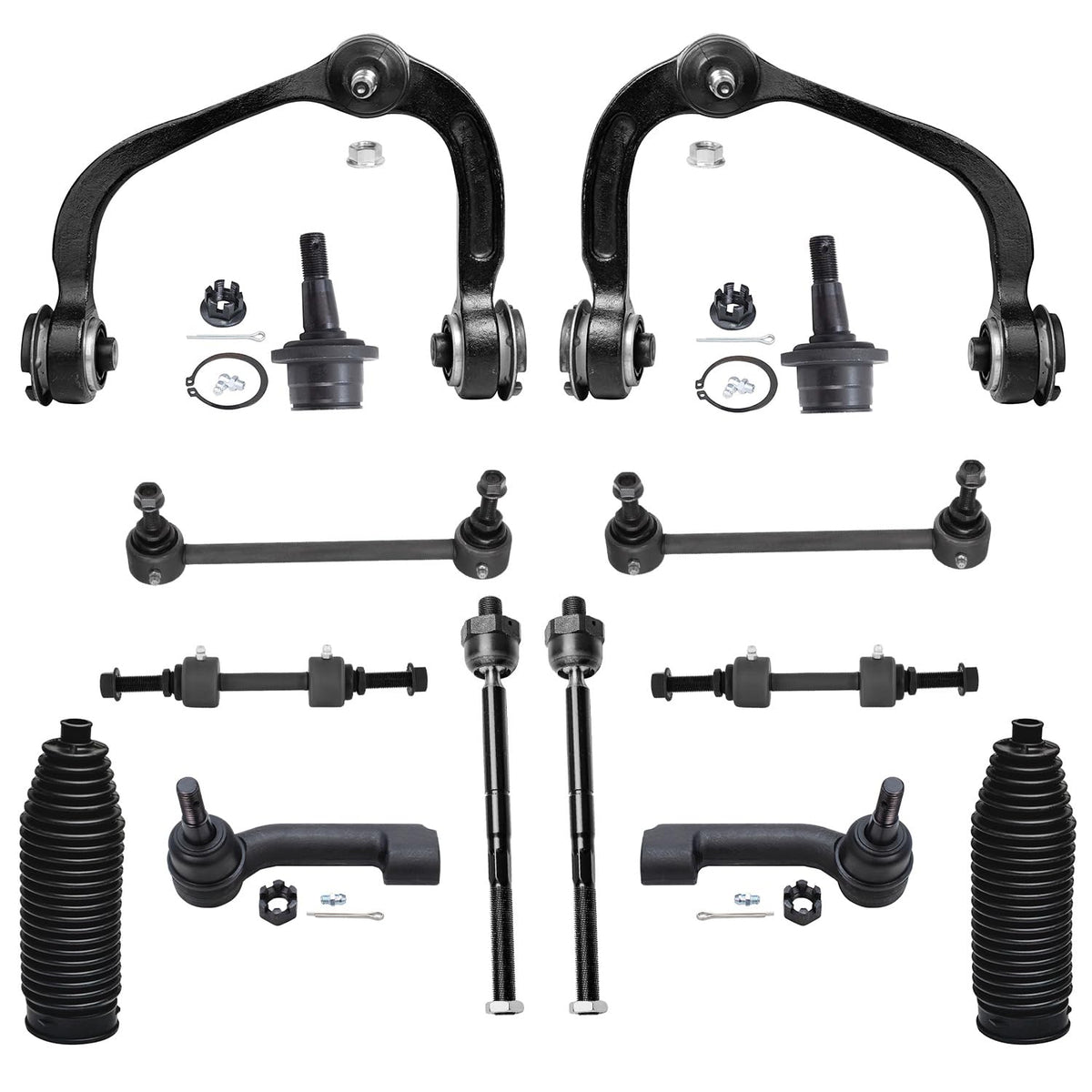 Detroit Axle - Front End 14pc Suspension Kit for Ford 2007-2014 Expedition Lincoln Navigator [2WD; 4WD], 2 Upper Control Arms 2
