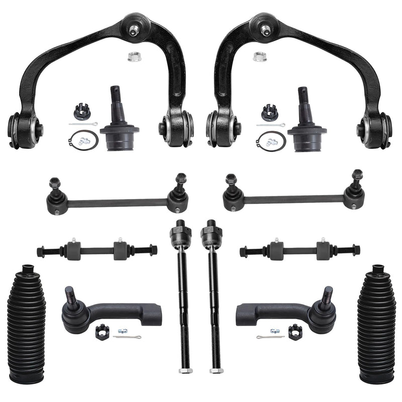 Detroit Axle - Front End 14pc Suspension Kit for Ford 2007-2014 Expedition Lincoln Navigator [2WD; 4WD], 2 Upper Control Arms 2