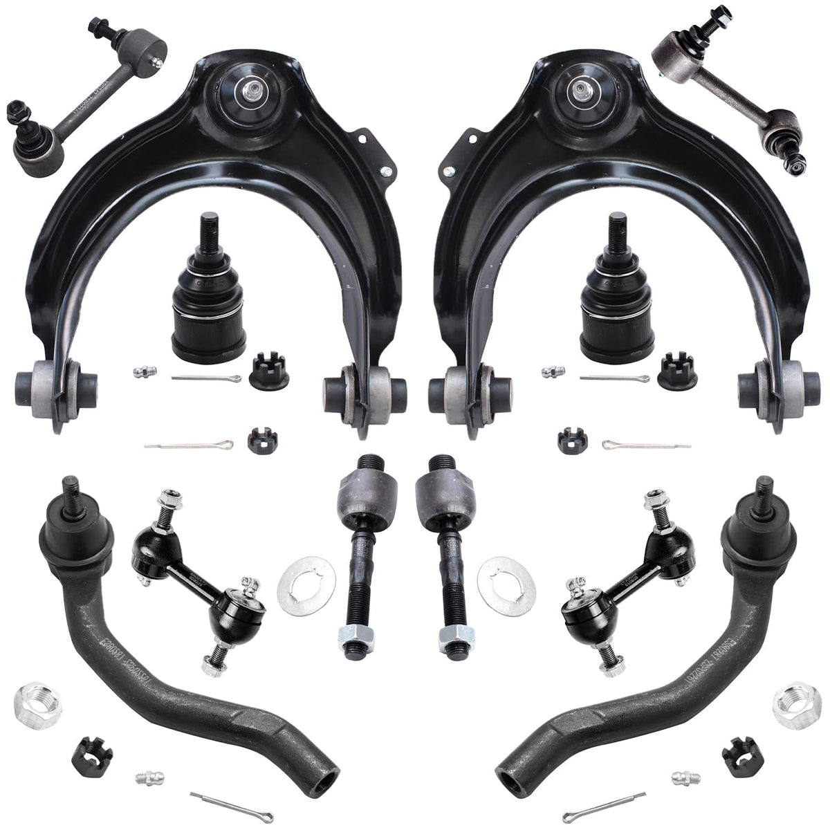Detroit Axle - 12pc Front End Kit for 04-08 Acura TSX, 03-07 Honda Accord, Upper Control Arms Lower Ball Joints Tie Rods Front a