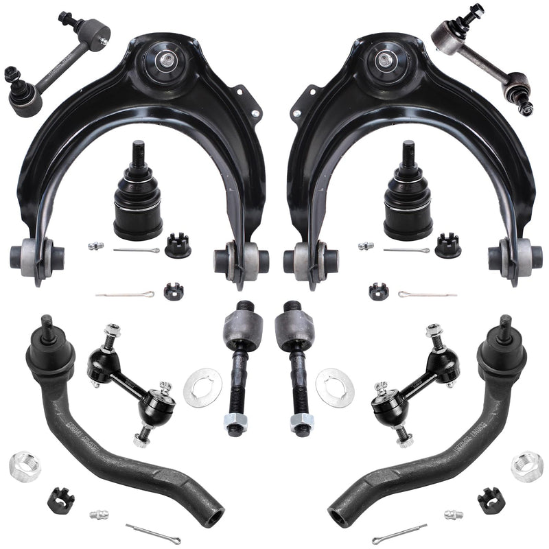 Detroit Axle - 12pc Front End Kit for 04-08 Acura TSX, 03-07 Honda Accord, Upper Control Arms Lower Ball Joints Tie Rods Front a