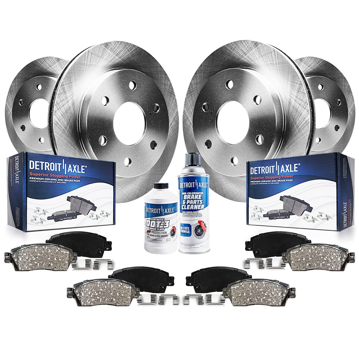 Detroit Axle - Brake Kit for 4WD 6 Lugs Ford F-150 Lincoln Mark LT Disc Brake Rotors Ceramic Brakes Pads Front and Rear Replacem