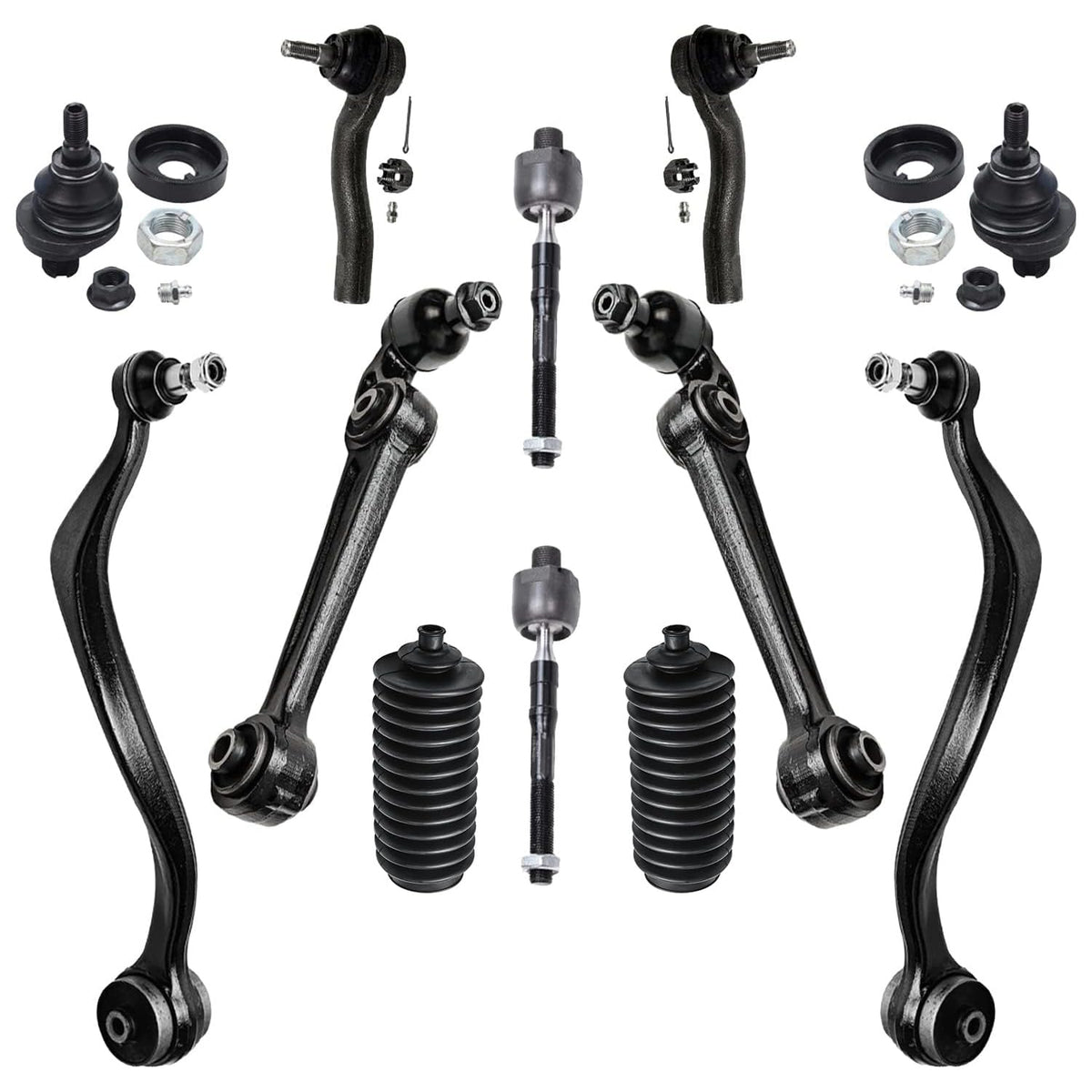 Detroit Axle - 12pc Front End Kit for 2007-2012 Ford Fusion Lincoln MKZ, 2007-2009 Mercury Milan, Lower Forward & Rearward Contr
