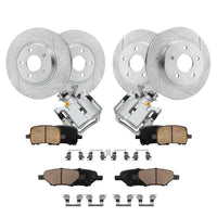 Detroit Axle - Brake Kit for Chevrolet Malibu Pontiac G6 Saturn Aura, Drilled & Slotted Brake Rotors Brakes Pads Rear Brake Cali