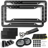 American Flag License Plate Frames Holder - 2 Pack Stainless Steel Rustproof USA Patriotic Car Tag Cover Holder with Free Screws
