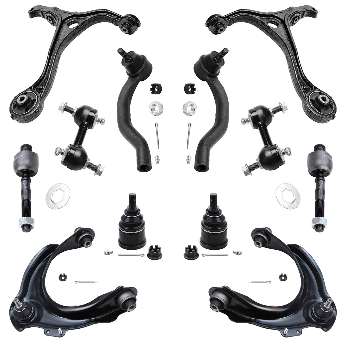 Detroit Axle - 12pc Front End Suspension Kit for Acura 04-08 TSX, 03-07 Honda Accord, Upper & Lower Control Arms Tie Rods Sway B
