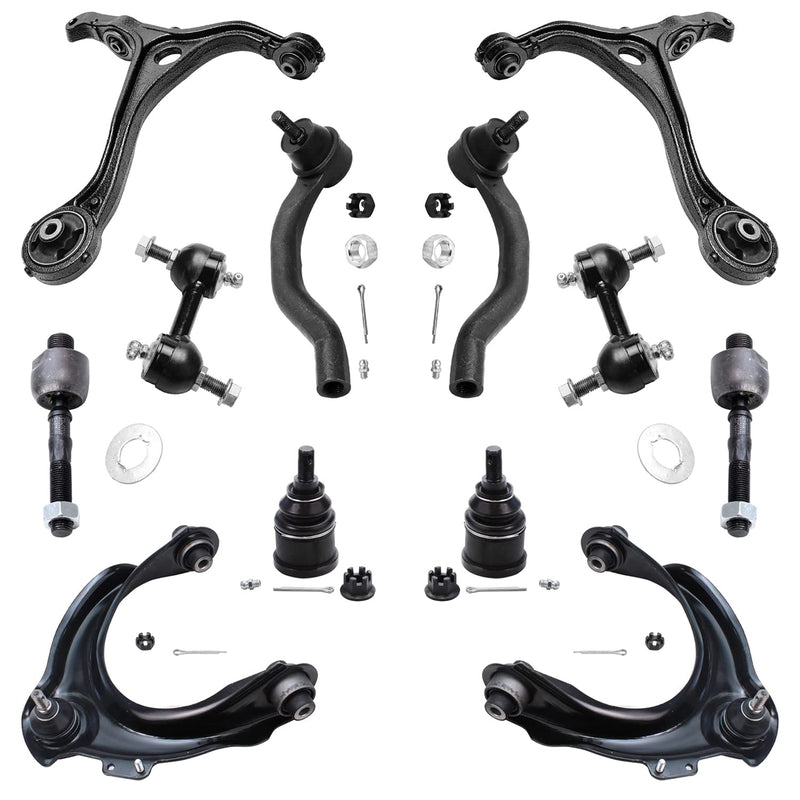 Detroit Axle - 12pc Front End Suspension Kit for Acura 04-08 TSX, 03-07 Honda Accord, Upper & Lower Control Arms Tie Rods Sway B