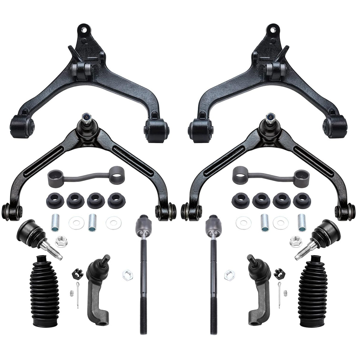 Detroit Axle - 2.4L & 3.7L Front End 14pc Suspension Kit for 02-04 Jeep Liberty 2002 2003 2004, Upper Lower Control Arms Ball Jo