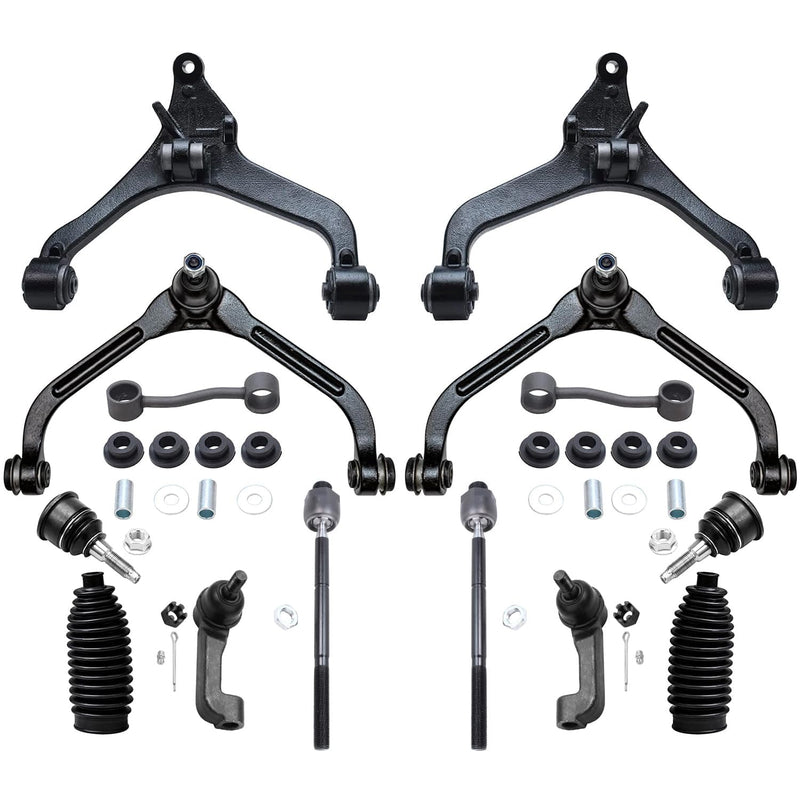 Detroit Axle - 2.4L & 3.7L Front End 14pc Suspension Kit for 02-04 Jeep Liberty 2002 2003 2004, Upper Lower Control Arms Ball Jo