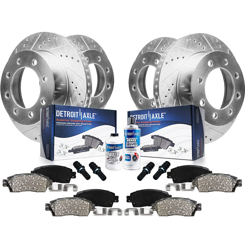 Detroit Axle - Brake Kit for Chevy Express 2500 3500 Drilled & Slotted Brake Rotors and Ceramic Brakes Pads Replacement: 12.80 i
