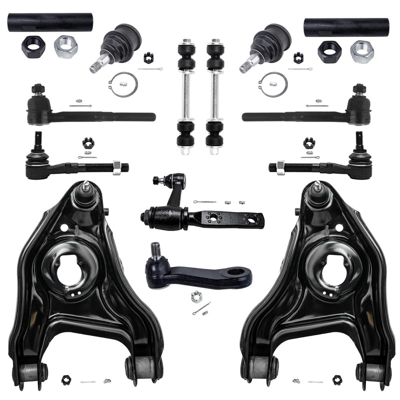 Detroit Axle - New 14-Piece Front Suspension Kit fits 2WD ONLY- (2) Front Lower Suspension Control Arms & Ball Joints, (2) Front